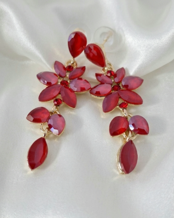 933e Kolczyki złote pozłacane wiszące 14K cyrkonie kwiatki