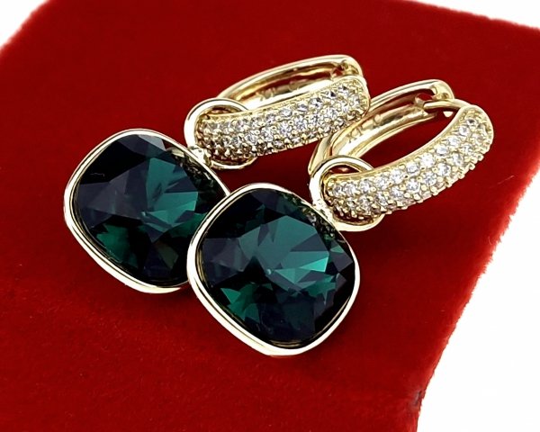722b Kolczyki złote pozłacane 14k wiszące Austrian Crystal