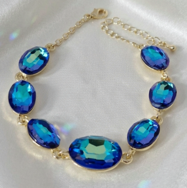 4954 Bransoletka złota 17+5cm pozłacana 14k kryształki