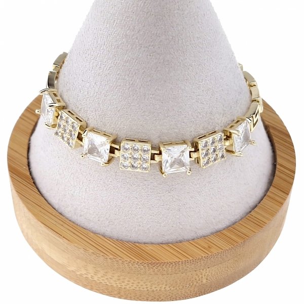 878 Bransoletka elegancka złota 16,5+2cm pozłacana 14k
