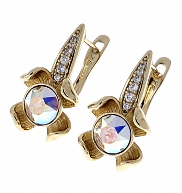 4242 Kolczyki złote pozłacane 14k wiszące Austrian Crystal