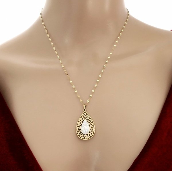 @531d Złoty łańcuszek naszyjnik 46+5 stal chirurgiczna 316L celebrytka Viki lady