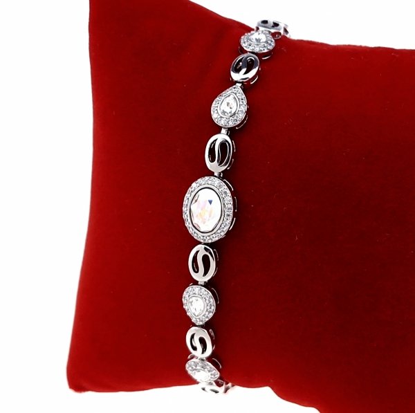 3411 Bransoletka srebrna pozłacana białym złotem 17,5+2cm Xuping Austrian Crystal