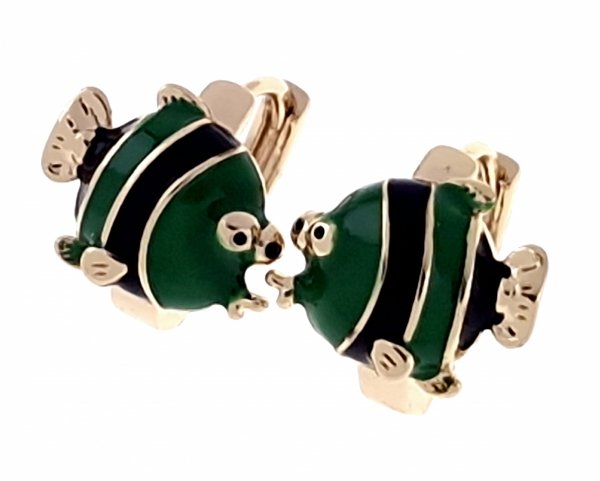 4599 Kolczyki złote dziecięce pozłacane 18k Xuping wiszące rybka