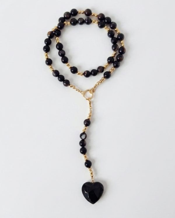 1977 Naszyjnik turmalin kamień naturalny 58cm stal chirurgiczna nierdzewna naszyjnik