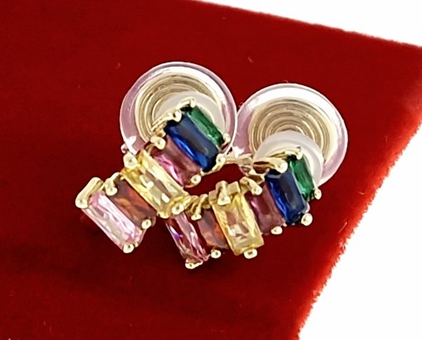 2869 Złote kolczyki cyrkonie pozłacane 18k klipsy S&amp;Y