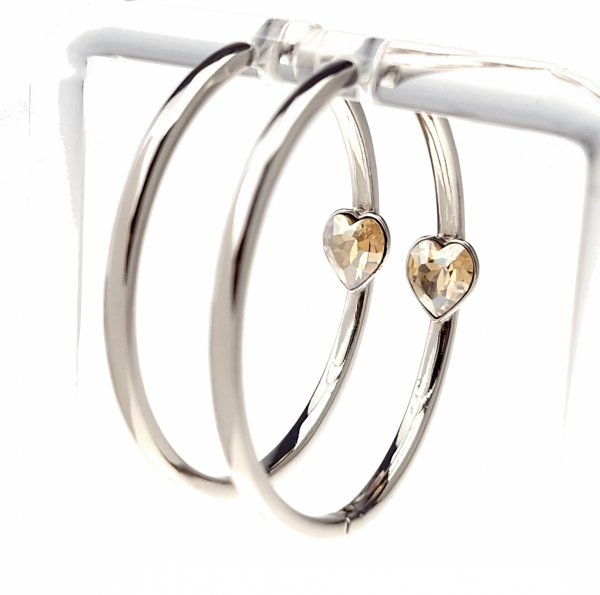 1258 Kolczyki srebrne pozłacane białym złotem wiszące koła 3,5cm Austrian Crystal