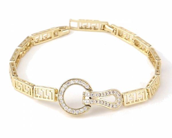 2290 Bransoletka złota elegancka 19cm cyrkonie pozłacana 14k 