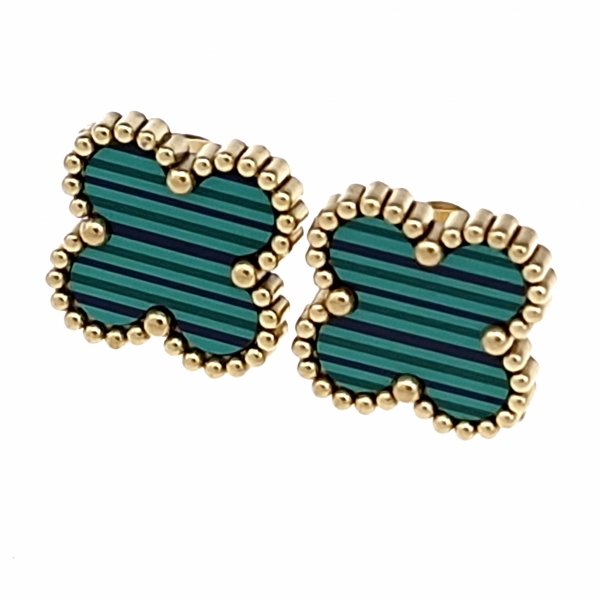 771 Kolczyki złote stal chirurgiczna 316L celebrytki koniczyna marokańska wtyczki 