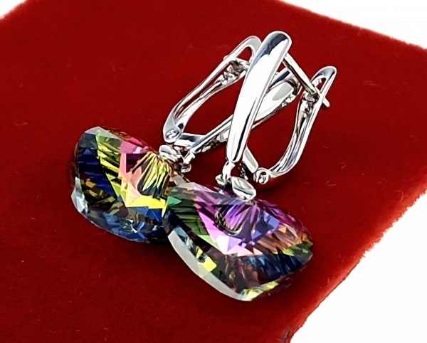2999 Srebrne kolczyki Austrian Crystal pozłacane białym złotem wiszące serce