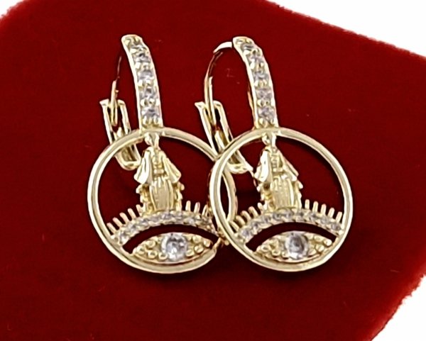 310d Kolczyki złote pozłacane wiszące 14K cyrkonie 