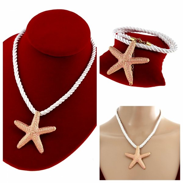 br08 Złoty łańcuszek naszyjnik 42+5 stal chirurgiczna 316L celebrytka sznurek rozgwiazda lato wakacje plaża