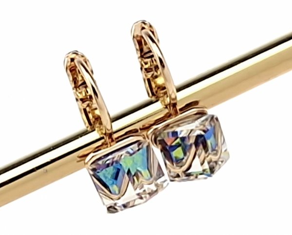 1687 Kolczyki złote Austrian Crystal cyrkonia pozłacane 18k Xuping wiszące