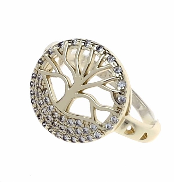 1681 Pierścionek złoty pozłacany 14k cyrkonie 