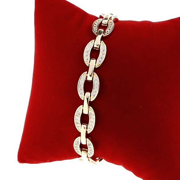 4633 Bransoletka złota elegancka 19cm cyrkonie pozłacana 14k Viki Lady