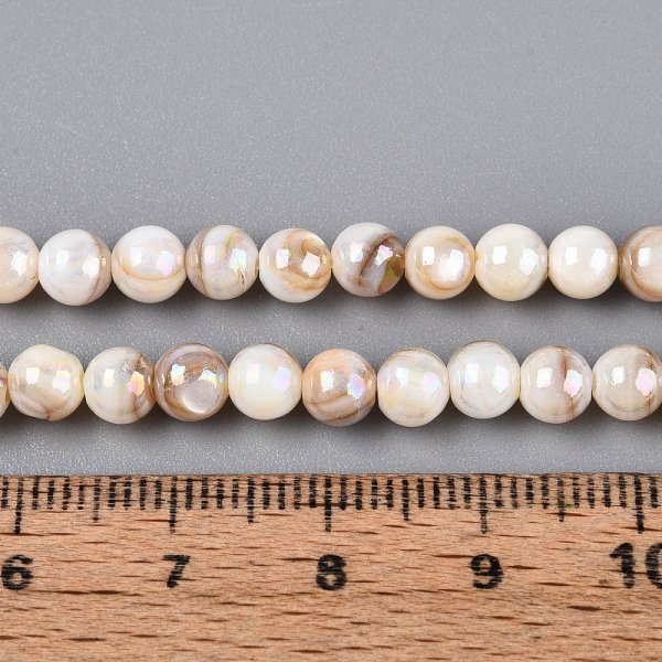 sz230 Koraliki naturalna muszla słodkowodna, kolor AB okrągłe 3mm sznur 38cm