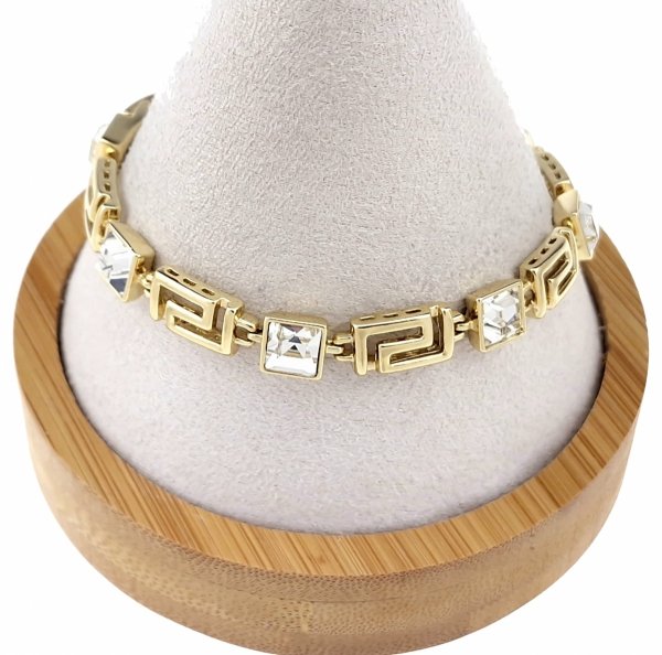 1227 Bransoletka elegancka złota cyrkonie 19cm pozłacana 14k Xuping 