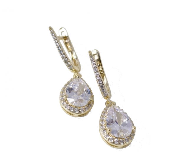 1434 Kolczyki złote pozłacane wiszące 14K cyrkonie