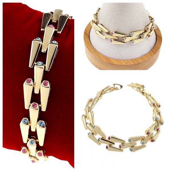 1498 Bransoletka elegancka złota 16+2+2cm pozłacana 14k Xuping cyrkonie