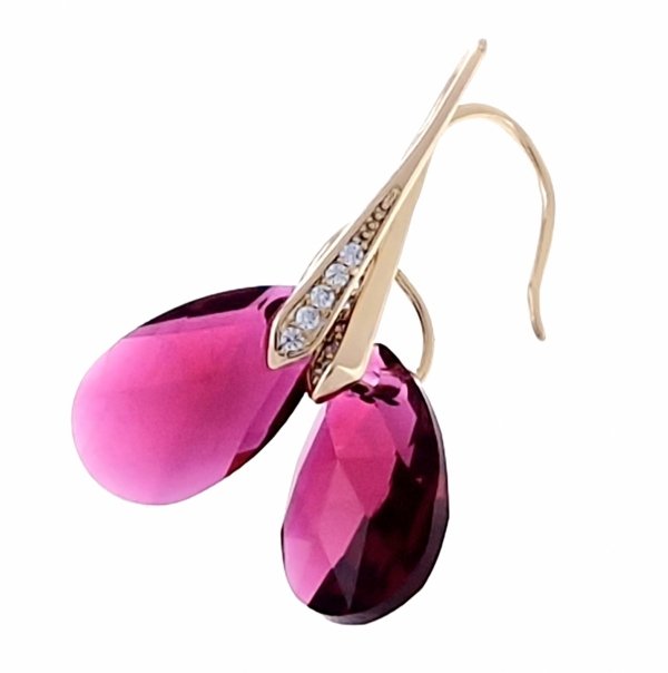 4057 Kolczyki złote Austrian Crystal cyrkonia pozłacane 18k Xuping wiszące