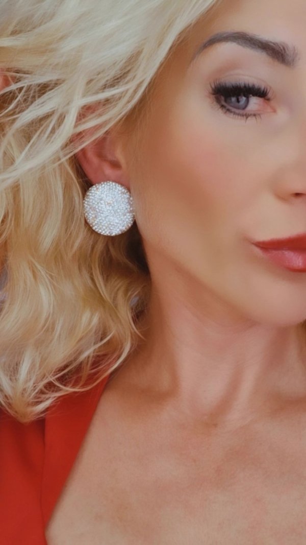 995 Kolczyki błyszczące imprezowe cyrkonie Viki Lady kryształki