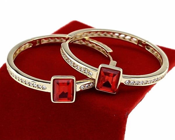 1425 Kolczyki złote pozłacane Austrian Crystal wiszące 14K cyrkonie Xuping 