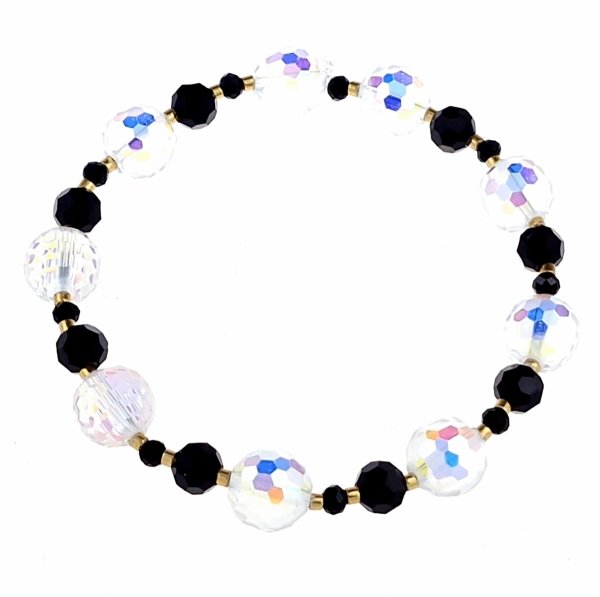 1914j Bransoletka złota stal chirurgiczna 316L na gumce kryształki