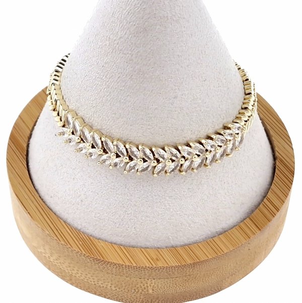 1221 Bransoletka elegancka cyrkonia złota 19cm pozłacana 14k 