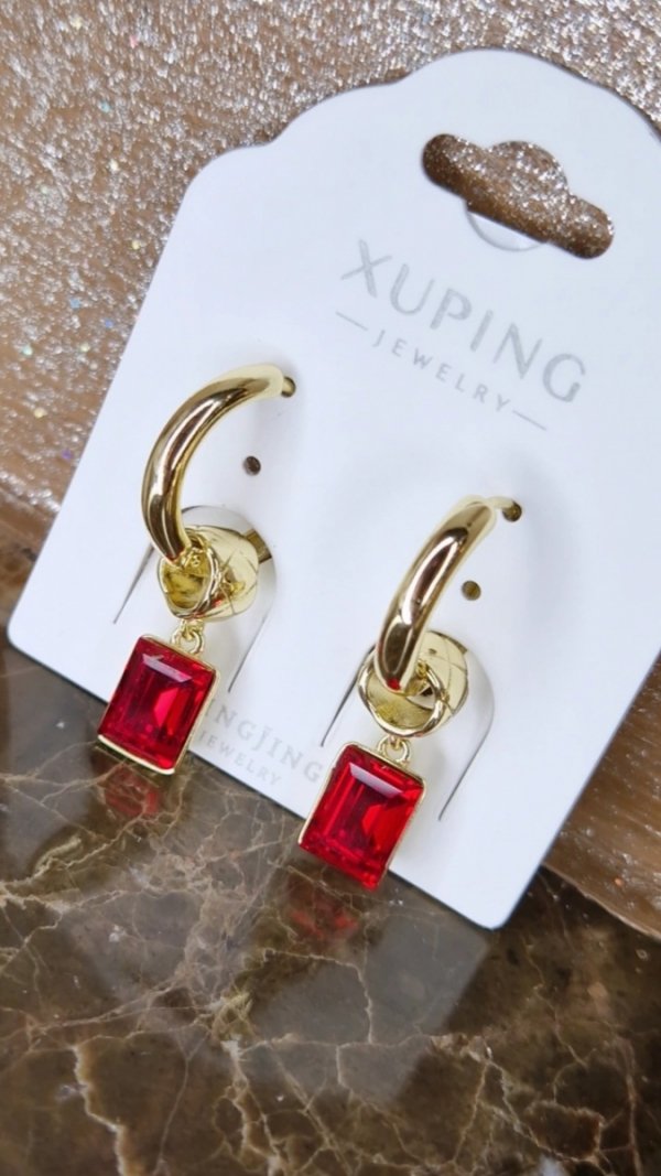 4867 Kolczyki złote pozłacane Austrian Crystal wiszące 14K cyrkonie Xuping 