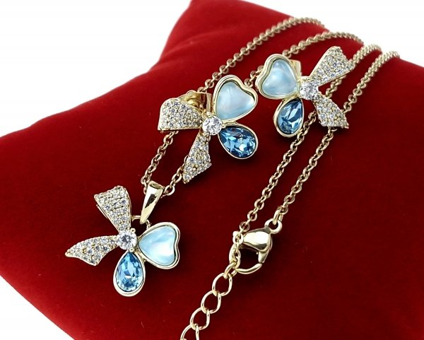 4624 Złoty komplet kolczyki łańcuszek 40+5 pozłacany 14k Swaro Austrian Crystal