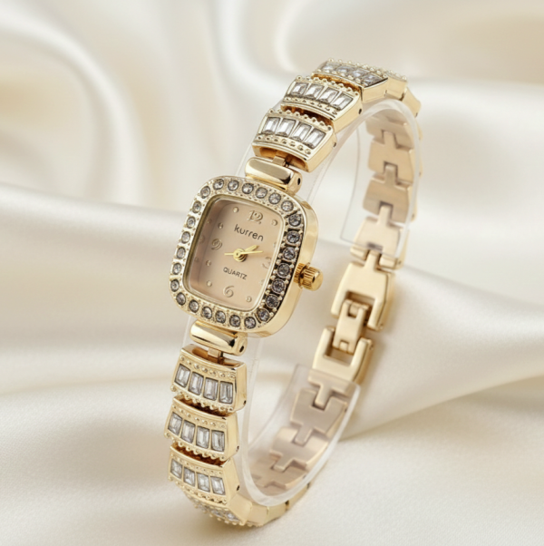 4054 Ekskluzywny damski złoty zegarek Kurren klasyk cyrkonie