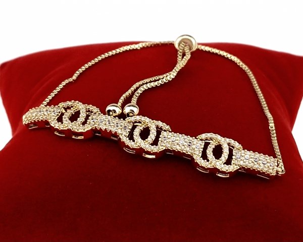 4829 Bransoletka elegancka złota zaciągana pozłacana 14k cyrkonie