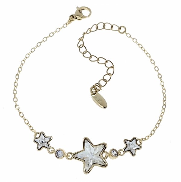 2314 Bransoletka elegancka Austrian Crystal złota cyrkonie 16,5+5 pozłacana 14k Xuping gwiazdki