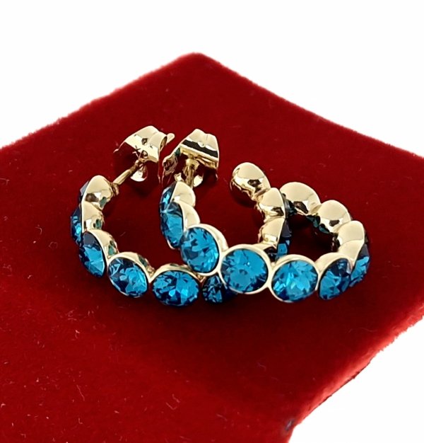 5002 Kolczyki złote pozłacane 14k wiszące Austrian Crystal