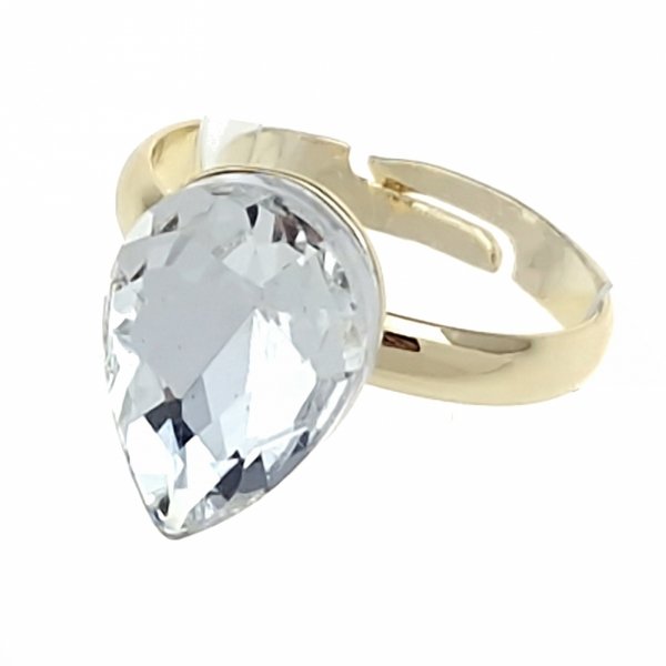 1122 Pierścionek złoty pozłacany 14k regulowany kryształek crystal