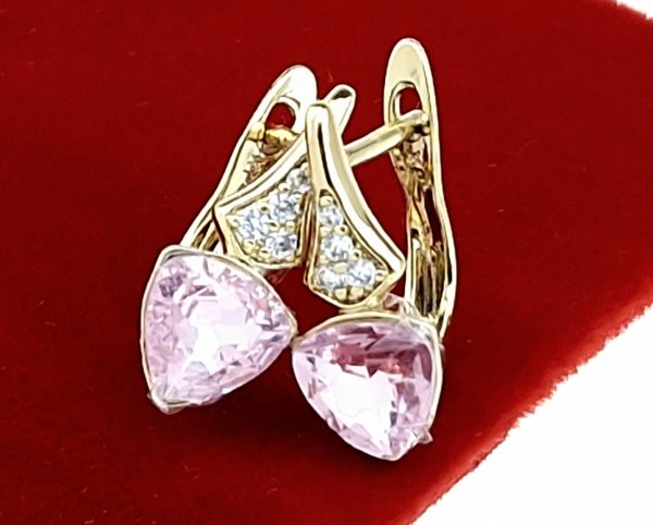 2997 Kolczyki złote Austrian Crystal pozłacane cyrkonie wiszące 14K Xuping 