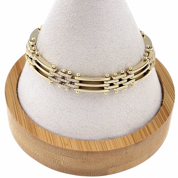 1921h Bransoletka elegancka złota 19cm pozłacana 14k Xuping cyrkonie 