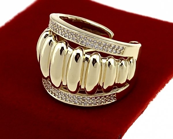 933f Pierścionek złoty pozłacany 14k cyrkonie 