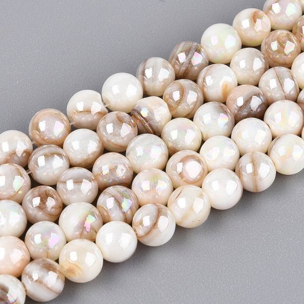 sz230 Koraliki naturalna muszla słodkowodna, kolor AB okrągłe 3mm sznur 38cm