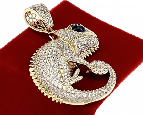 3254 Złota zawieszka cyrkonie błyszcząca pozłacana 14k Xuping kameleon