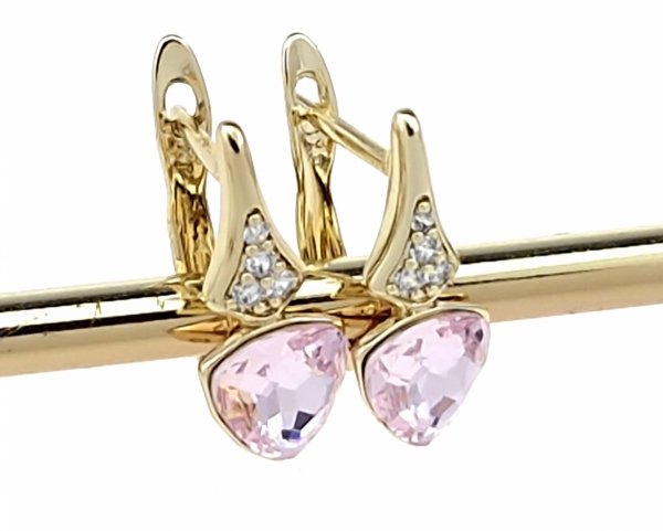 2997 Kolczyki złote Austrian Crystal pozłacane cyrkonie wiszące 14K Xuping 