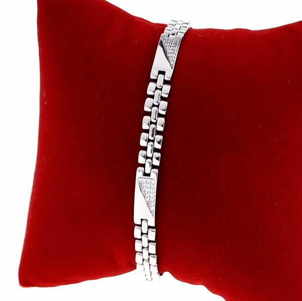 400a Bransoletka srebrna cyrkonie pozłacana białym złotem 19,5cm Xuping 