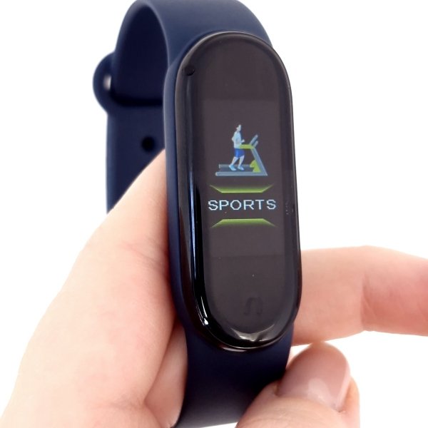 N39 Zegarek opaska SmartBand M8 wygodny sylikonowy pasek granatowy