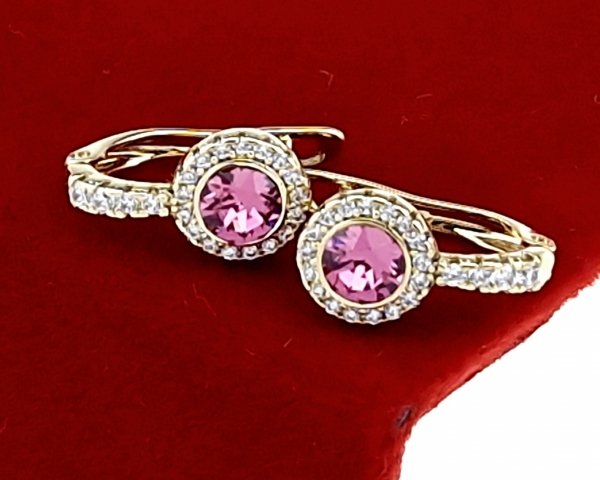 1158 Kolczyki złote pozłacane wiszące 14K Xuping cyrkonie