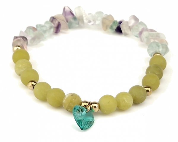 3734k Bransoletka fluoryt jadeit zielony kamień na gumce jubilerskiej 