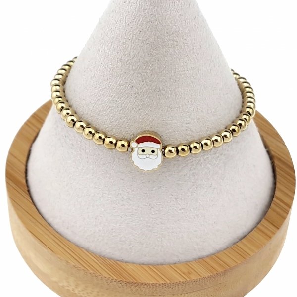 1005 Bransoletka świąteczna na gumce jubilerskiej stal chirurgiczna święty Mikołaj