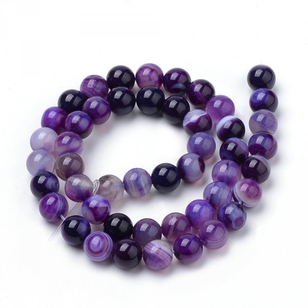 1133 Agat pasiasty kamień naturalny kula 8mm pasmo 38cm