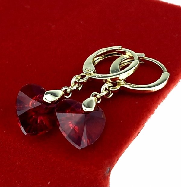 4129 Kolczyki złote pozłacane 14k wiszące Austrian Crystal
