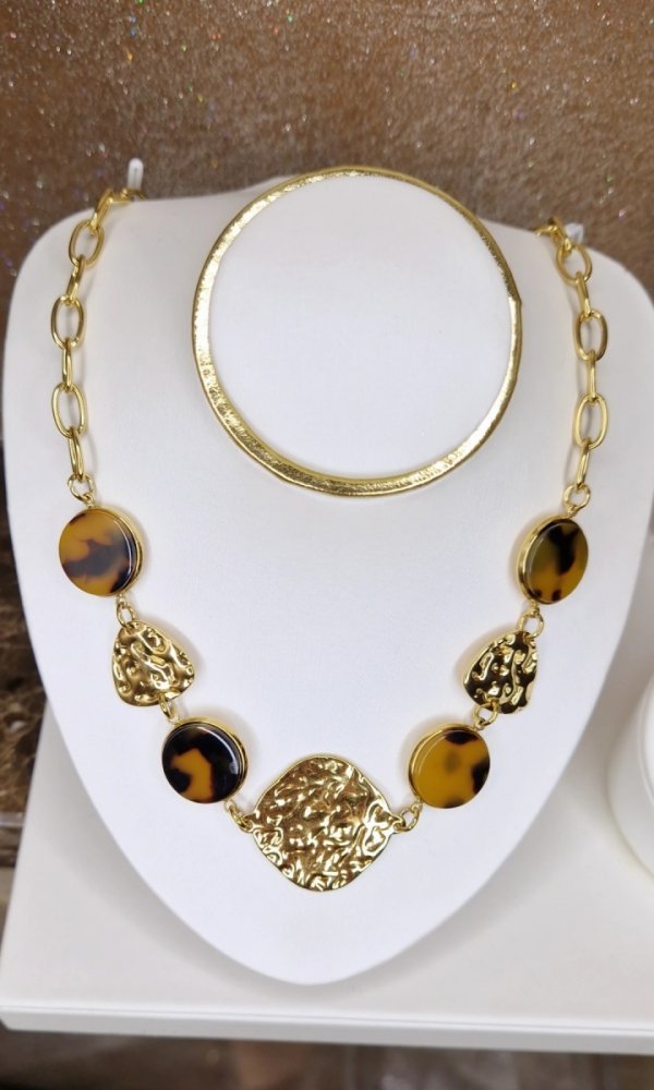 2261 Złoty łańcuszek naszyjnik 45+5cm stal chirurgiczna 316L