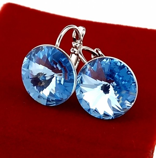 1383g Kolczyki srebrne pozłacane białym złotem wiszące Xuping Austrian Crystal